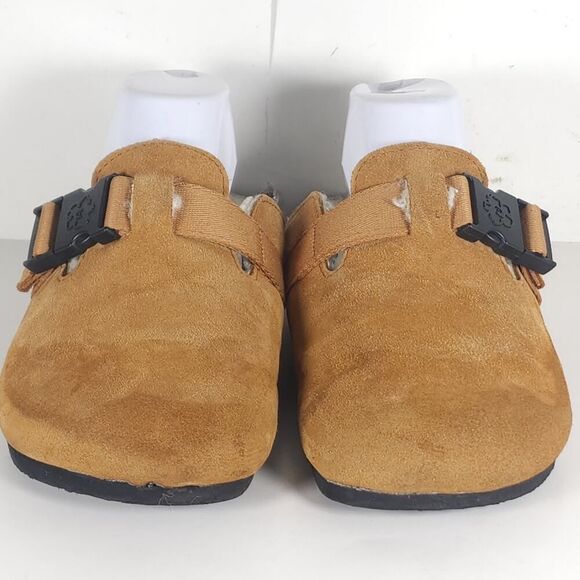 Ted Baker Women's US 9? Suede Chestnut Shearling Slip-On Flat Clogs Shoes - Picture 4 of 16